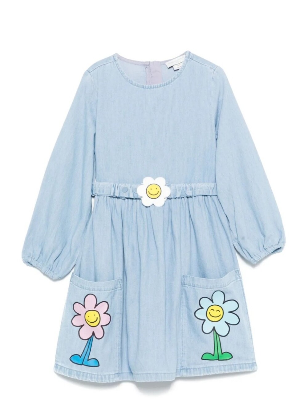 Smiley Flower Denim Dress for Kids